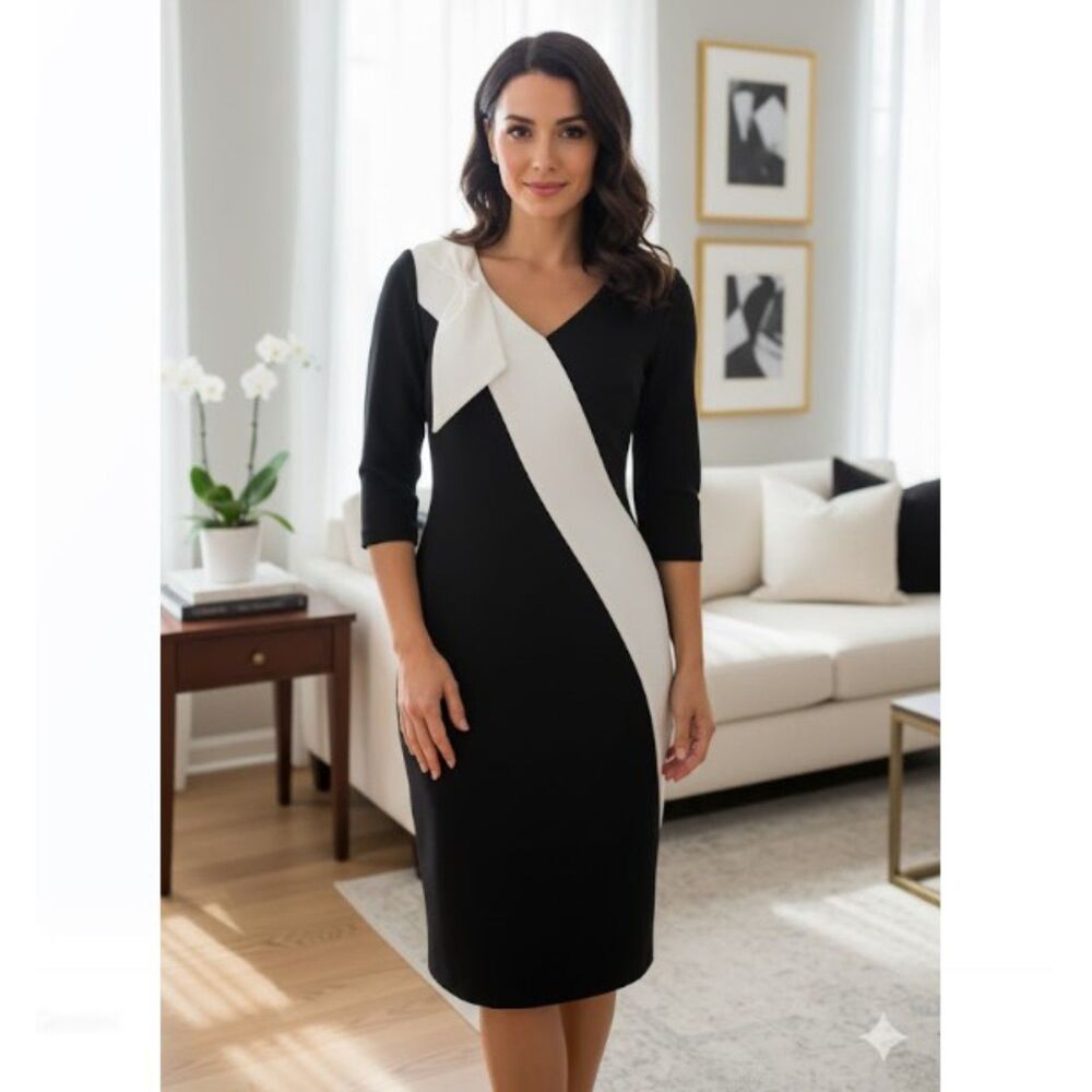 Cenia New York Midi Dress NWT Black White Retail $298 Womens Size 4